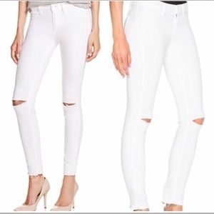 Paige Verdugo Distressed Skinny Ankle White Jeans